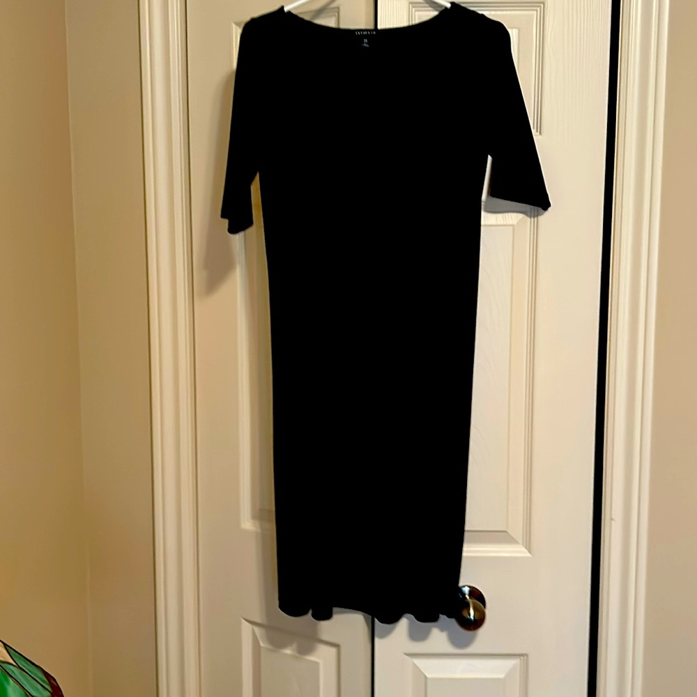 Ladies Lands End Black Velvet Fit and Flare Dress.  Size XS ( 2-4)